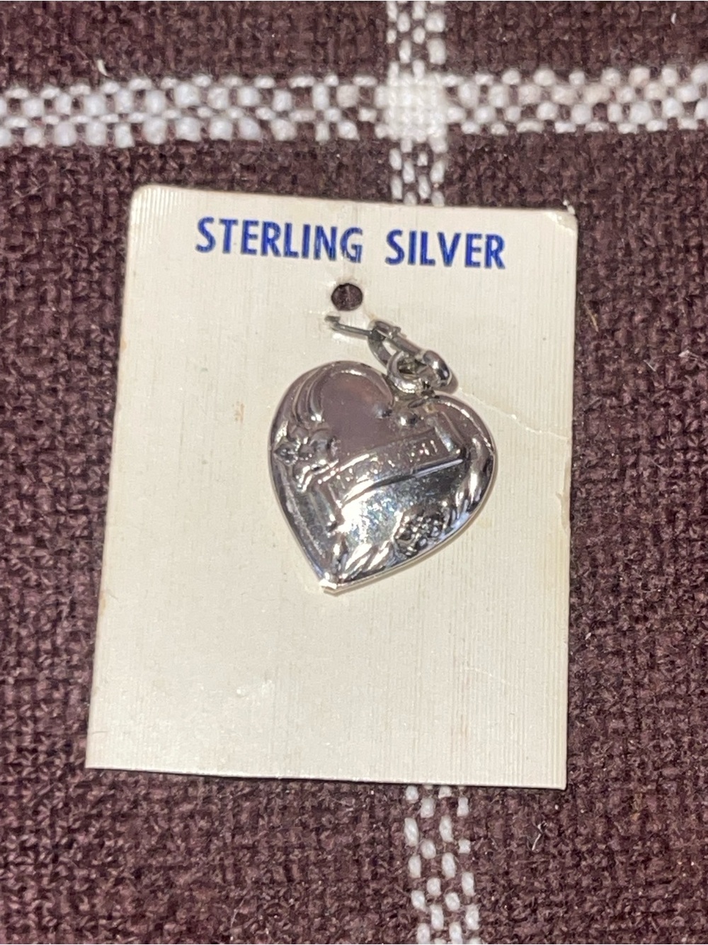 Vintage I-Love-U 925 Sterling Silver Puffy Heart Charm NEW